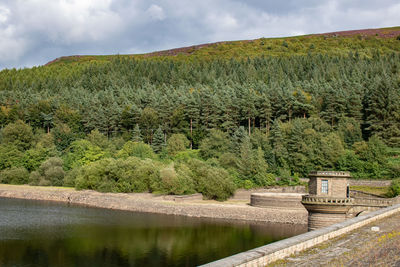 Scenic view of river by trees against sky