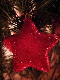 Close-up of red christmas tree