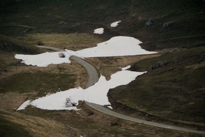 Snow on country road at abruzzo