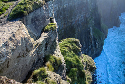 High angle view of rocks on shore