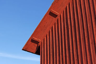 Low angle view of building against clear blue sky