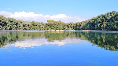 Scenic view of lake against sky