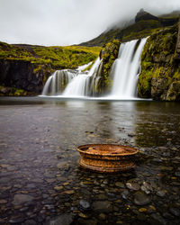 Scenic view of waterfall