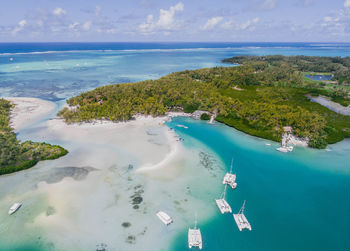 High angle view of beach against sky