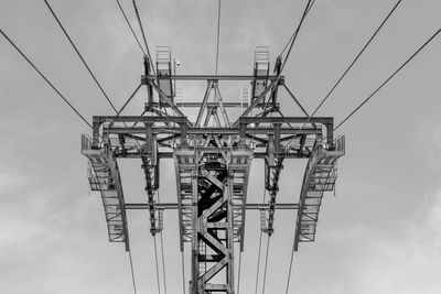 Low angle view of electricity pylon against sky