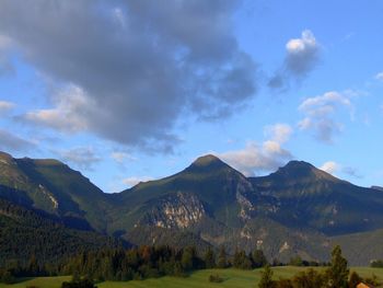 Scenic view of mountains against sky