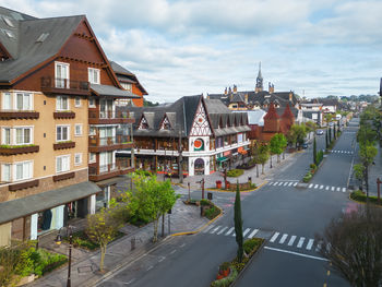 High angle view of buildings in city