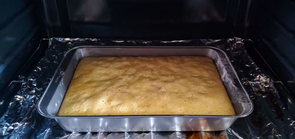 High angle view of bread in container