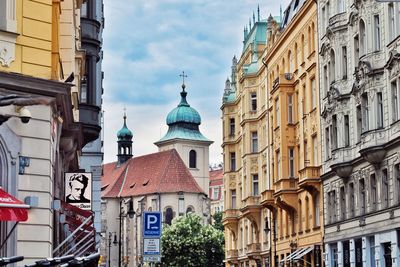 Low angle view of buildings in city