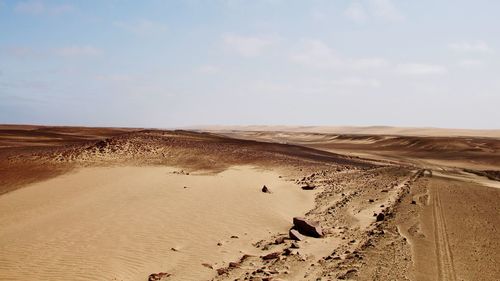 Scenic view of desert against sky