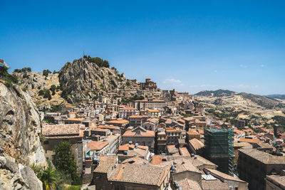 High angle view of townscape against sky