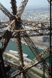Suspension bridge over river