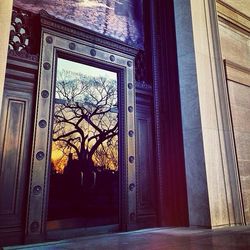 Closed door of house