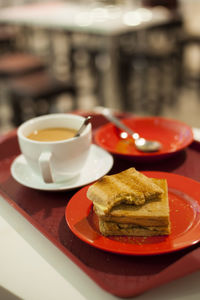 Close-up of coffee on table