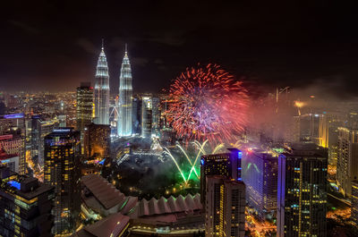 Illuminated city at night