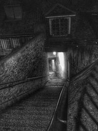Low angle view of steps in corridor