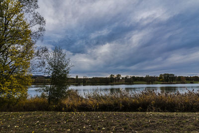 Scenic view of lake against sky