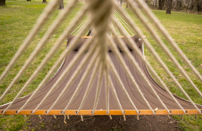 High angle view of metallic structure in park