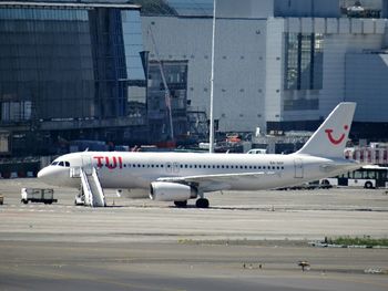 Airplane on airport runway