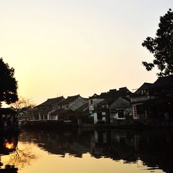 Reflection of buildings in water