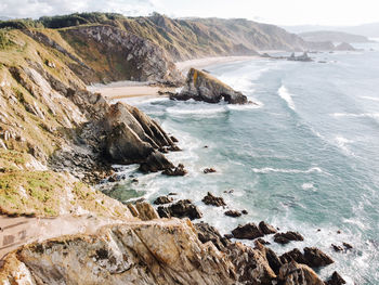 Scenic view of rocky beach