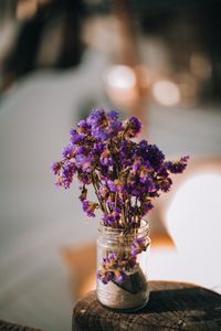 Close-up of flower vase on table