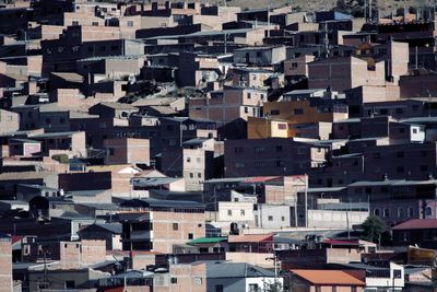 High angle view of buildings in city