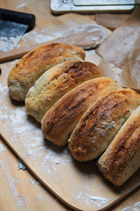 High angle view of bread on table
