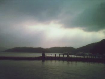 Scenic view of silhouette water against sky