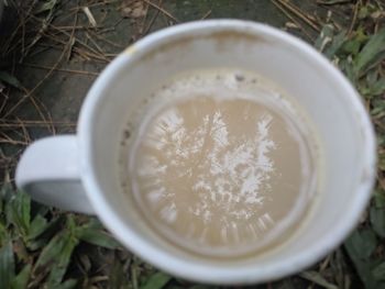 High angle view of coffee cup