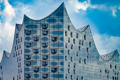 Low angle view of modern building against sky