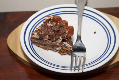 Close-up of dessert in plate on table