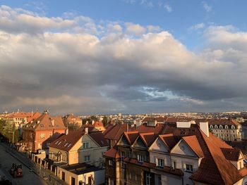 High angle view of townscape against sky