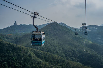 Overhead cable car over mountains