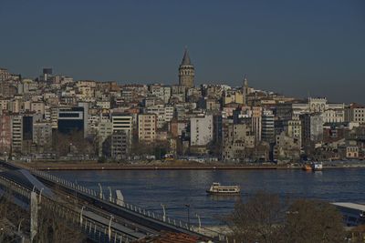 Exterior of city against clear sky