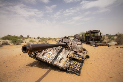 Libyan t-55 tank abandoned in the desert from the toyota wars. faya, chad