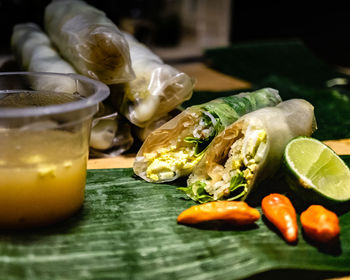 Close-up of fruits on table