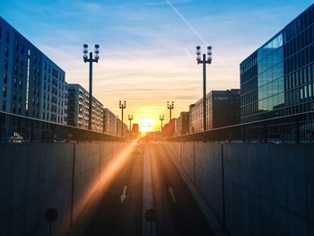 View of city at sunset