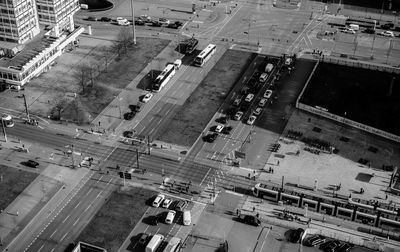 High angle view of people in cityscape