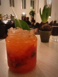 Close-up of drink on table