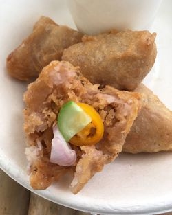 Close-up of food served in plate