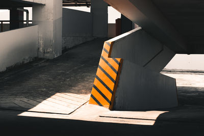 Empty parking lot of building