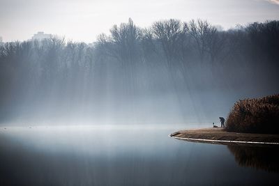 Scenic view of lake against sky
