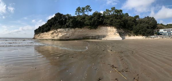 Scenic view of beach against sky