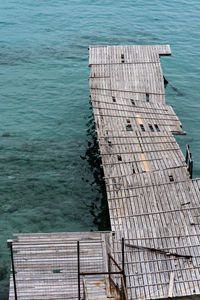 High angle view of pier over sea