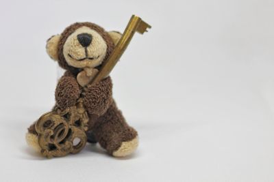 Close-up of stuffed toy against white background