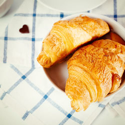 High angle view of breakfast on table