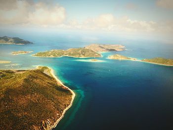 Aerial view of sea against sky