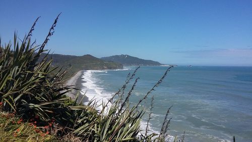 Scenic view of sea against clear sky