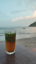 Close-up of moroccan mint tea on table